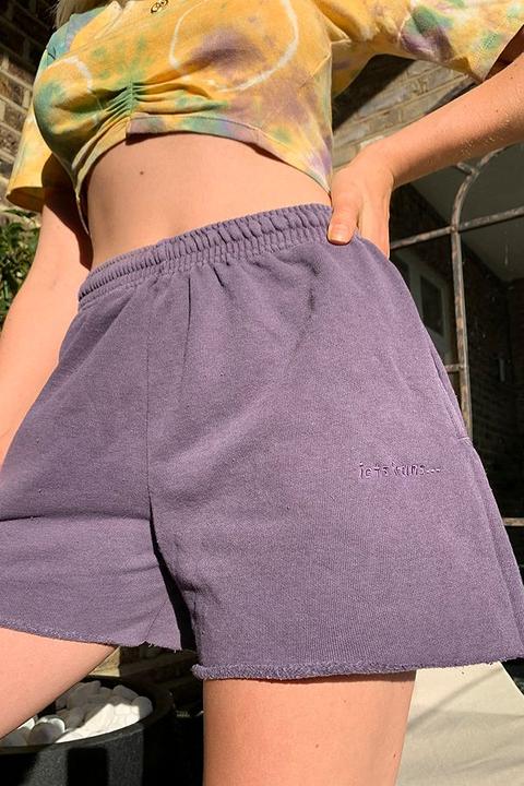 Iets Frans. Purple Cut-off Jogger Shorts - Purple Xs At Urban Outfitters