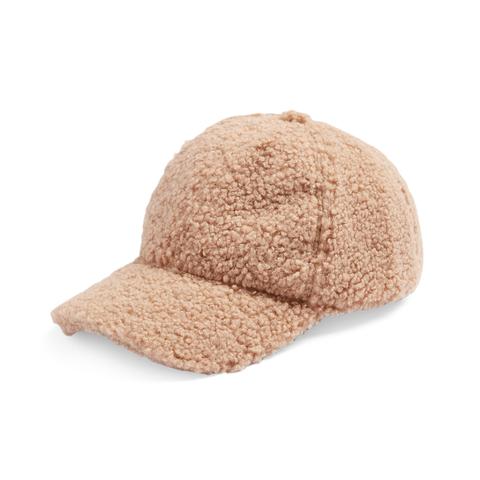 Gorra De Béisbol Beige Con Piel De Borrego Sintética