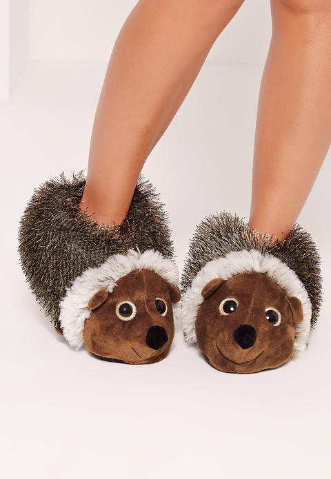 Hedgehog Slippers Brown from MISSGUIDED 