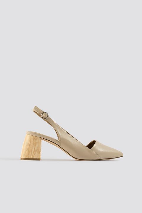 Na-kd Shoes Wooden Heel Slingback Pumps - Beige