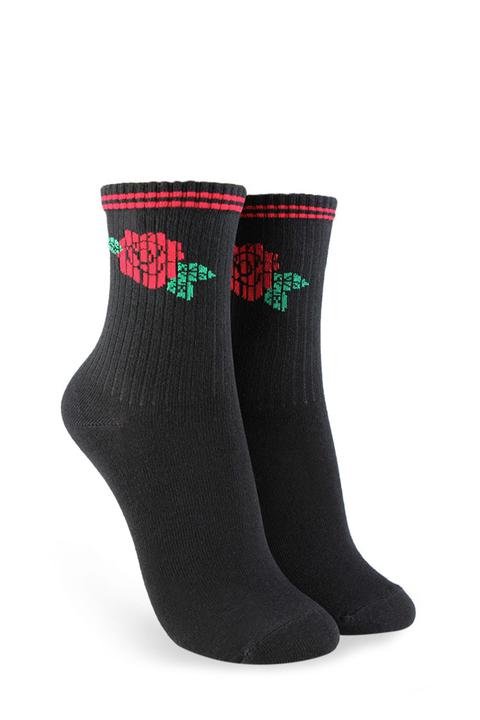 Rose Graphic Crew Socks