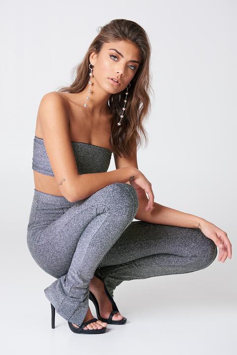 Vanessa Moe X Na-kd Glittery Bandeau Top - Silver