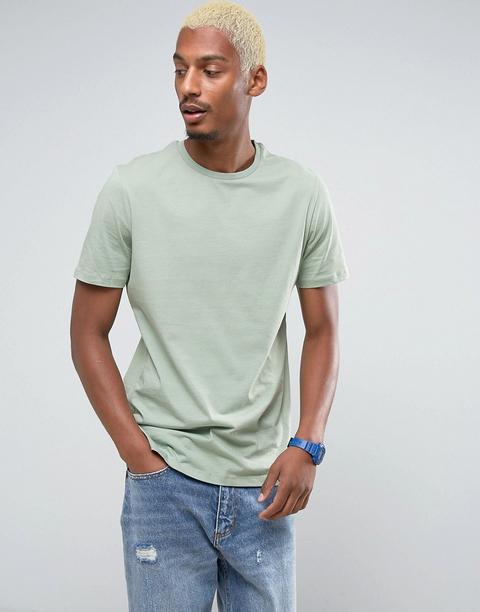 Camiseta Larga En Verde De Asos