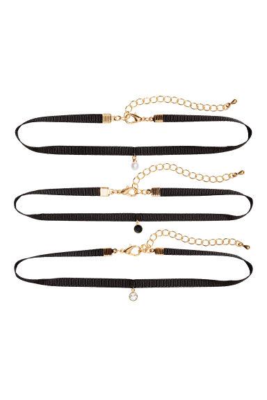 H & M - Choker Con Pendente, 3 Pz - Nero