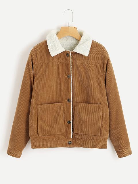 Ribbed Corduroy Shearling Jacket