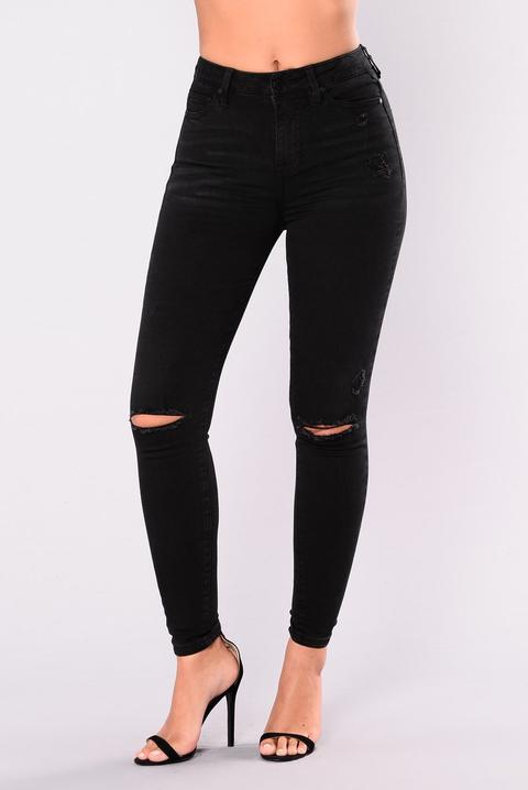 Ebena Knee Distress Jeans - Black