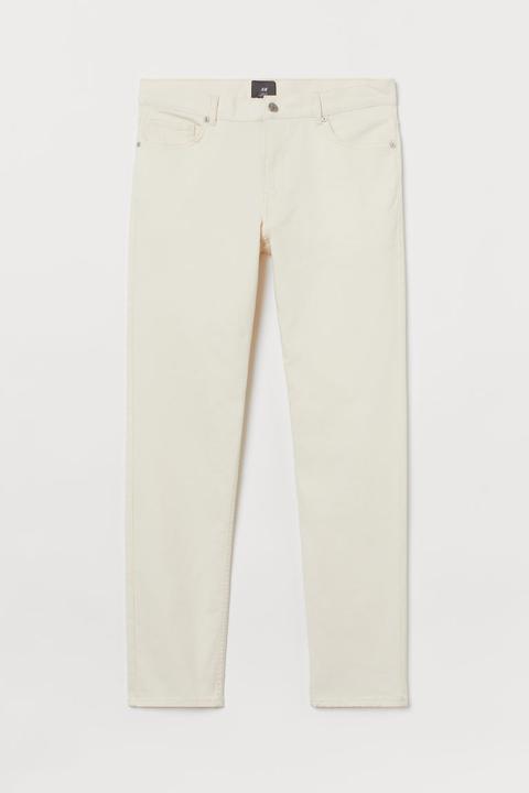 Pantalón De Sarga Slim Fit - Blanco