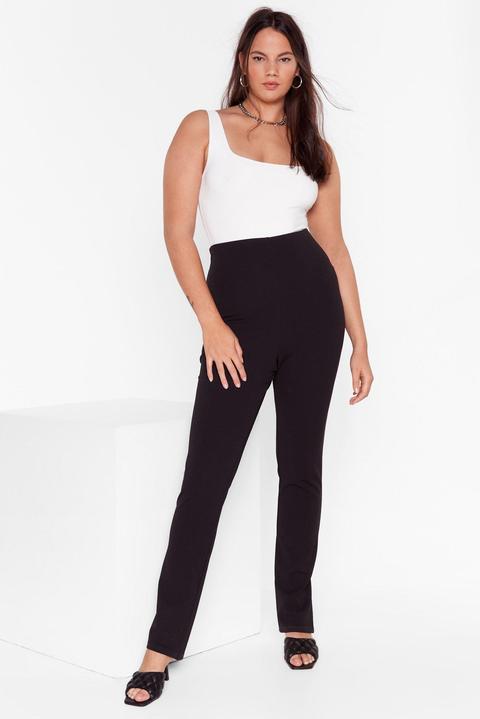 Womens Skinny Split Hem High Waisted Trousers