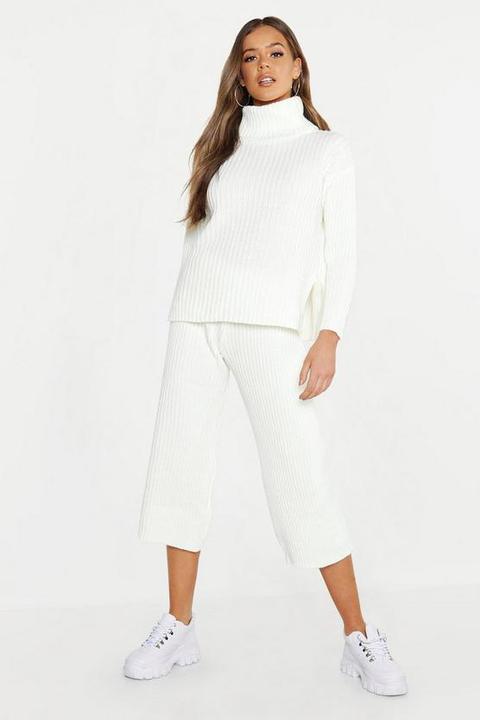 Roll Neck Rib Culotte Knitted Co-ord