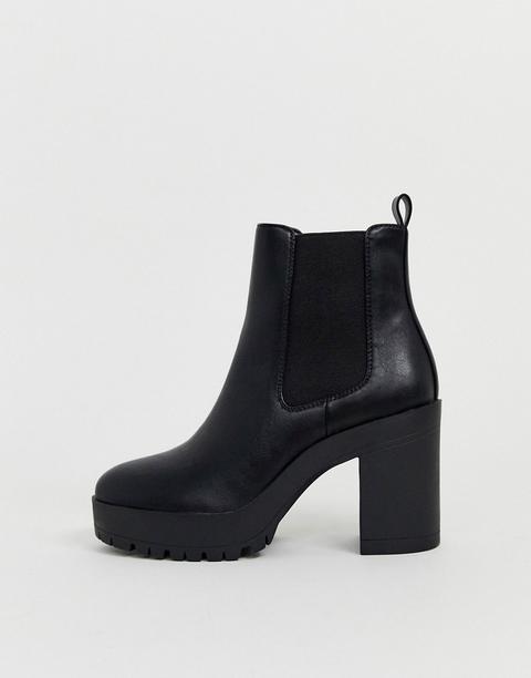 Botines Chelsea Negros Con Plataforma De London Rebel