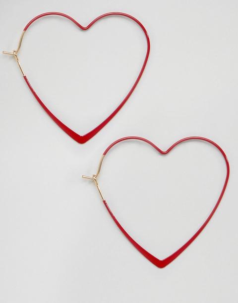 Asos - Orecchini A Cuore Smaltati - Rosso