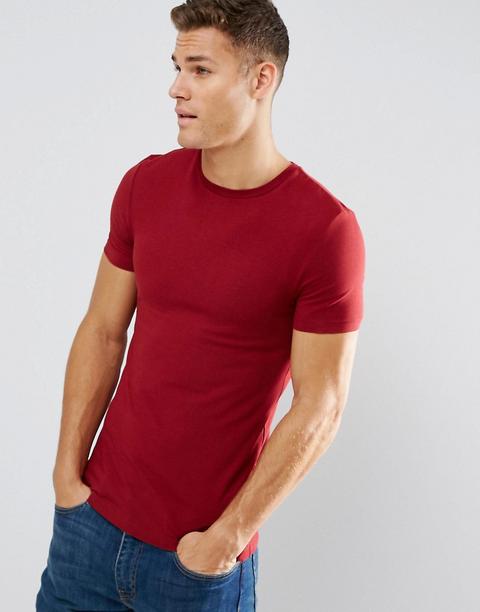 Asos - T-shirt Super Attillata Girocollo Rossa - Rosso