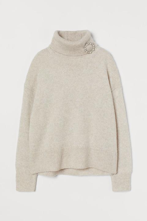 Jersey De Punto Con Broche - Marrón