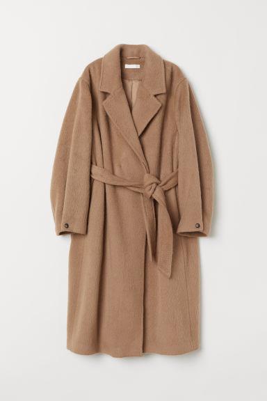 H & M - Cappotto Lungo In Misto Lana - Beige