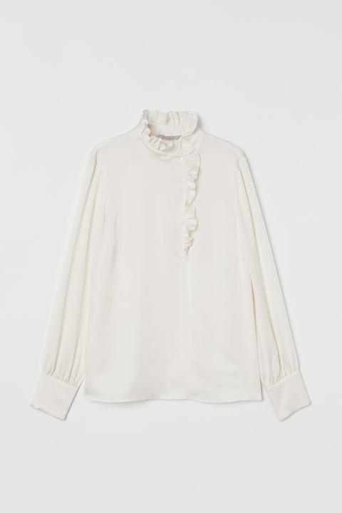 Blusa Con Volantes - Blanco