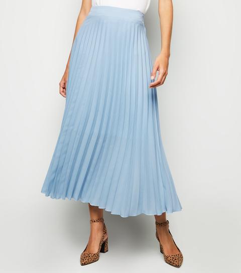 Light blue pleated top midi skirt