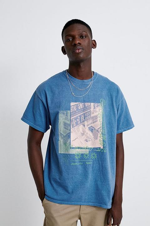 Uo Countdown Blue T-shirt - Blue L At Urban Outfitters