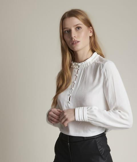 Blouse À Col Plissé Écrue Elorine