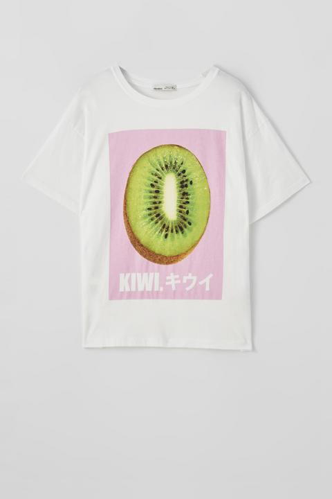Camiseta Blanca Ilustración Kiwi