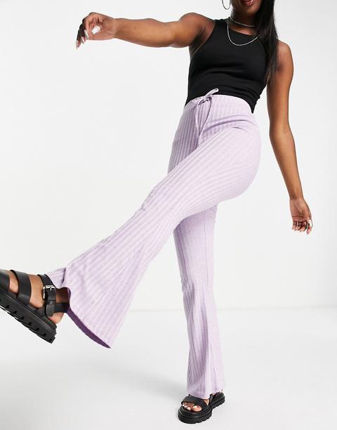 Pantalones Lila Jaspeado Acampanados De Canalé De Asos Design-violeta