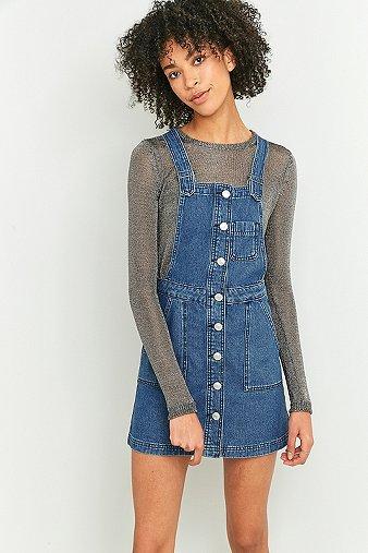 denim pinafore dress womens