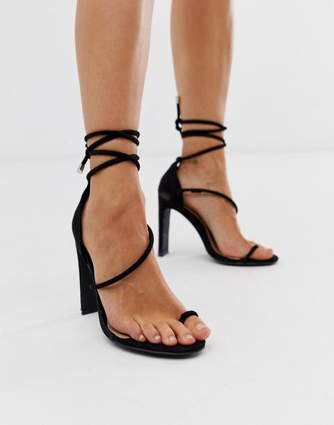 Sandalias De Tiras Con Tira Para El Dedo De Missguided-negro