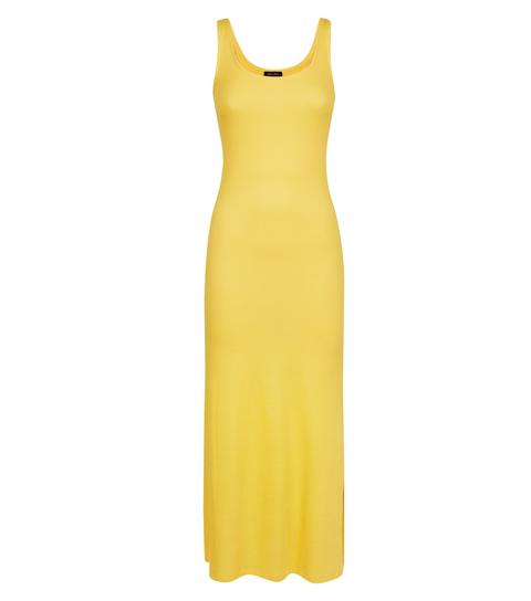 Yellow Ribbed Sleeveless Maxi Dress New Look