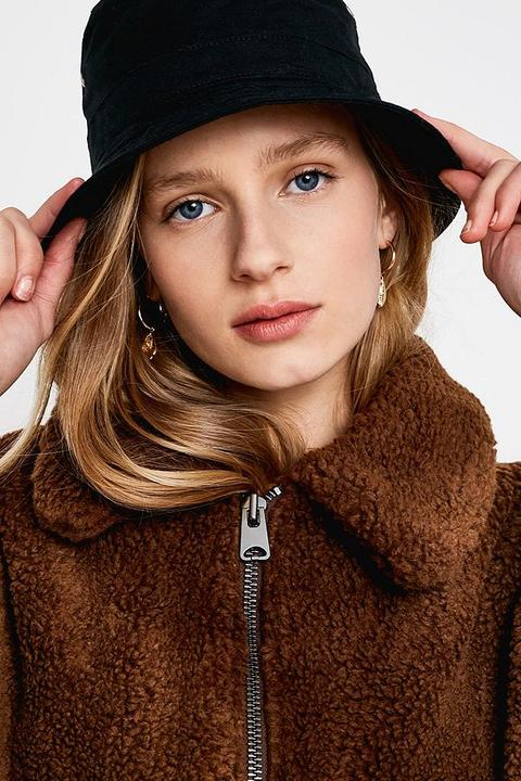 Uo Brown Cropped Teddy Jacket
