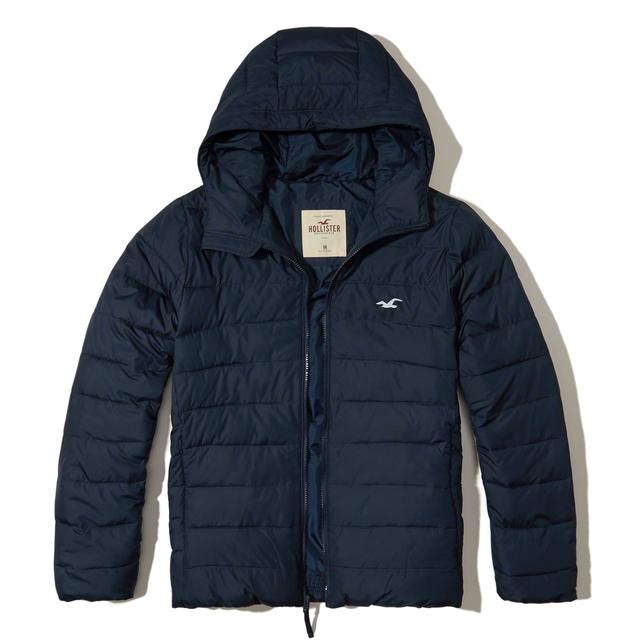 hooded puffer jacket hollister