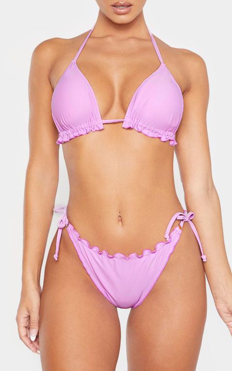 Bas De Maillot De Bain Lilas À Ourlet Volanté Et Détail Froncé, Lilas