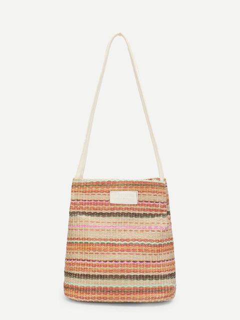 Bolsa De Mano De Paja Multicolor