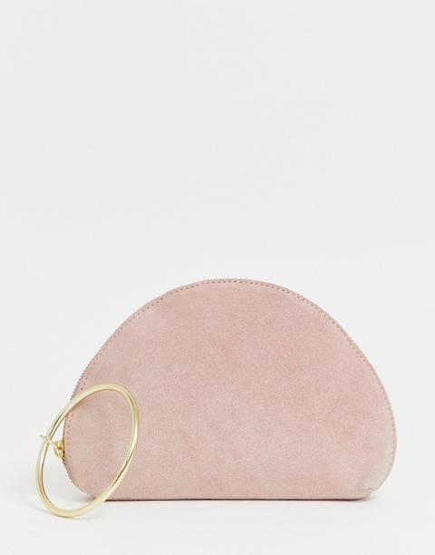 Asos Design - Pochette In Camoscio A Mezza Lunga Con Anello Per Il Polso - Rosa