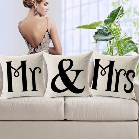 Set Di 2 Federe Per Cuscino Mr & Mrs