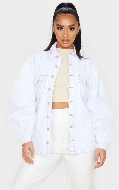 Petite White Oversized Balloon Sleeve 
