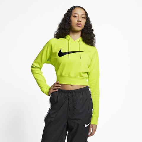 Felpa Con Cappuccio Ridotta In French Terry Nike Sportswear Swoosh - Donna - Verde