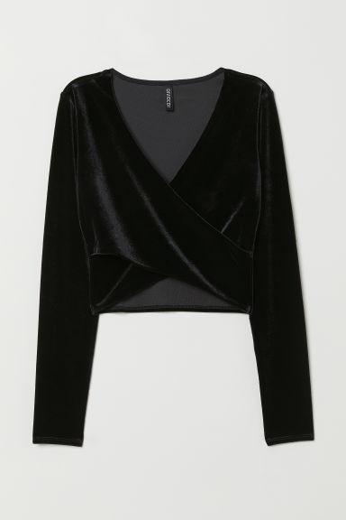 H & M - Top Corto Con Incrocio - Nero