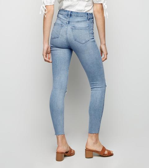 Light Blue Ripped Super Skinny Hallie Jeans New Look