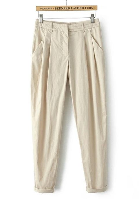 Pantaloni Puro Harem Cerniera 7/8 Beige