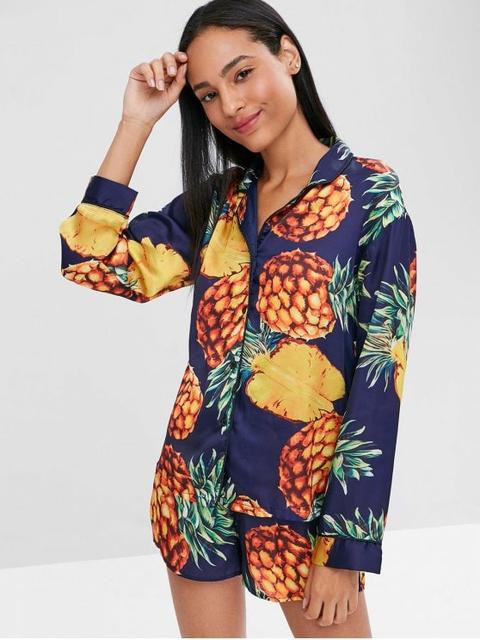 Conjunto De Pantalón Y Camisa Tropical De Piña