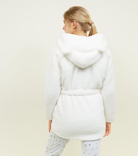 faux fur hooded dressing gown