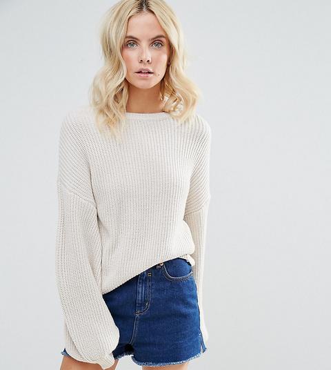 Asos Petite - Maglione Con Maniche Oversize - Pietra