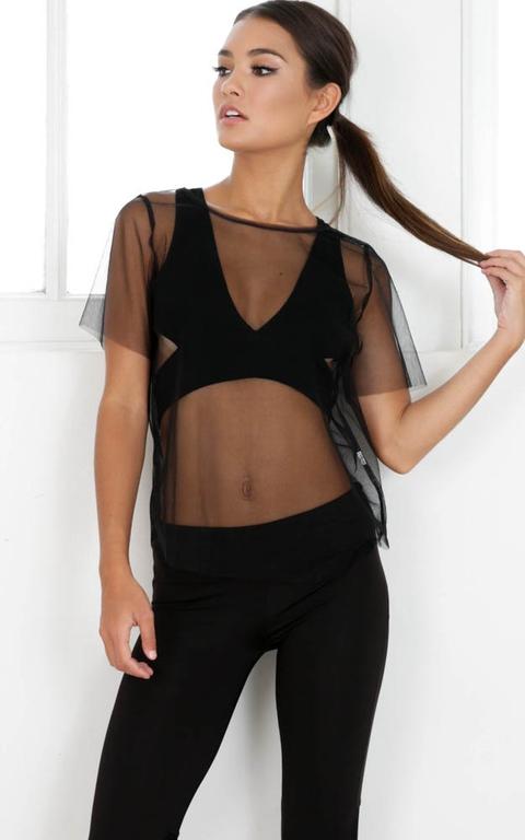 Revenge On You Top In Black Mesh