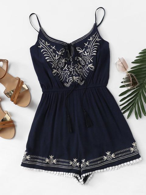 Pagliaccetto Cami Ricamato Tassel Tie