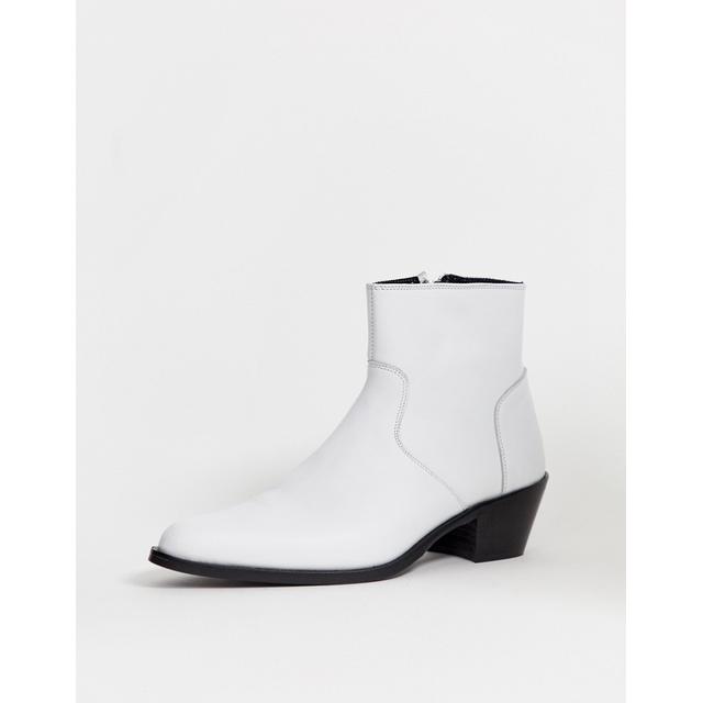 Asos Design Cuban Heel Western Chelsea Boots In White Leather From Asos On  21 Buttons