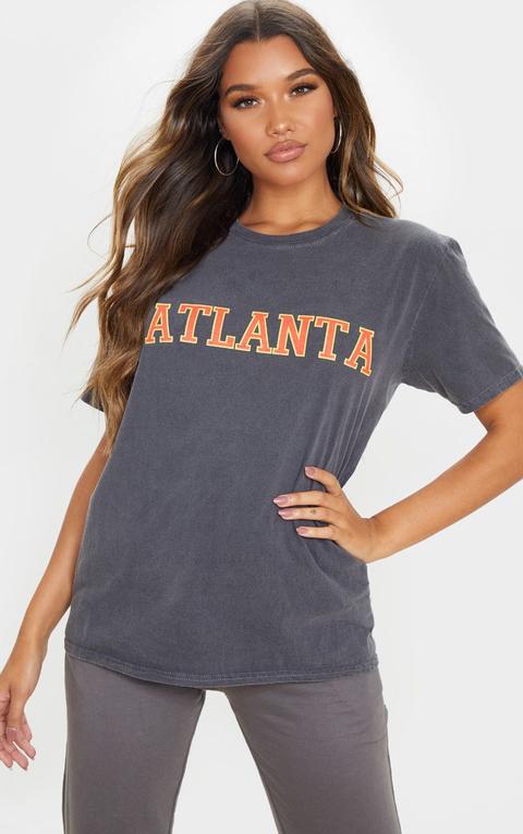 Grey Atlanta Slogan Washed T Shirt