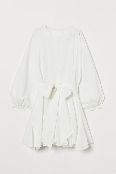 Voluminous Cotton Dress - White