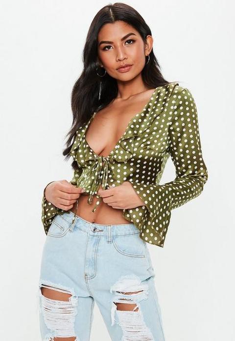 ruffle tie front crop top