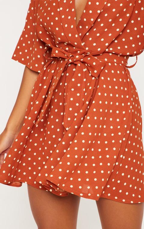 Terracotta Polka Dot Tea Dress