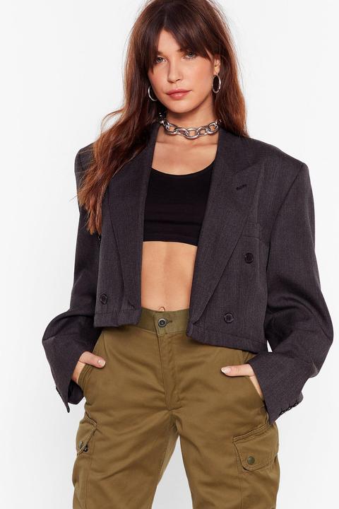 Womens Vintage Boxy Cropped Blazer