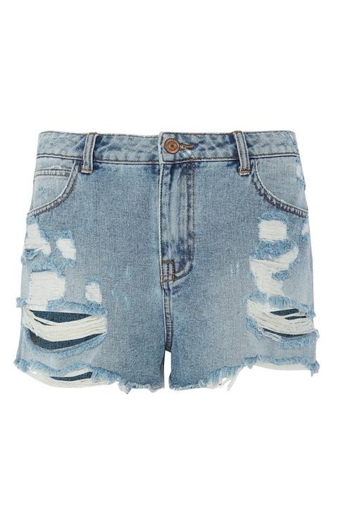 Blue Ripped Denim Short